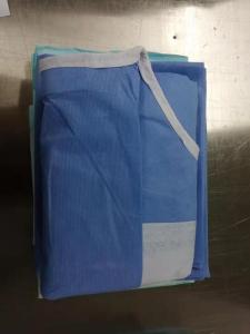 Quality Knitted Cuff Disposable Hospital Gowns , Surgical Gowns Hook Loop Fastener for sale