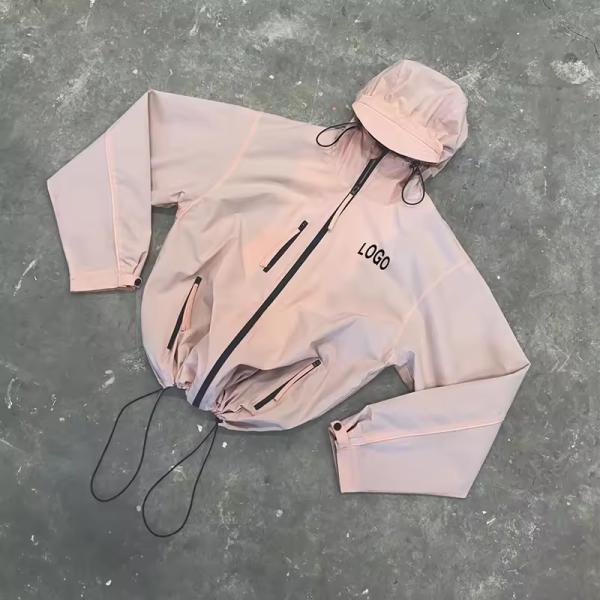 Windbreaker Jacket Nylon Custom Windproof Zip up Hoodie Men Lightweight