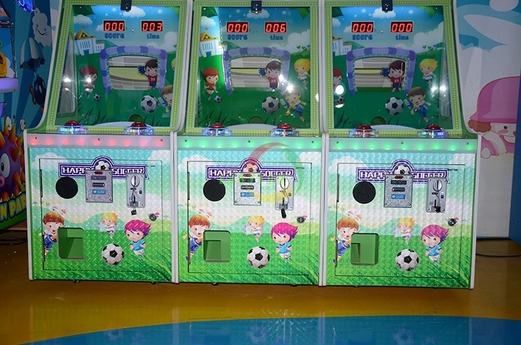Theme Park Kiddie Ride Machines / Coin Operated Ball Shooting Happy Baby Football Soccer Game Machine