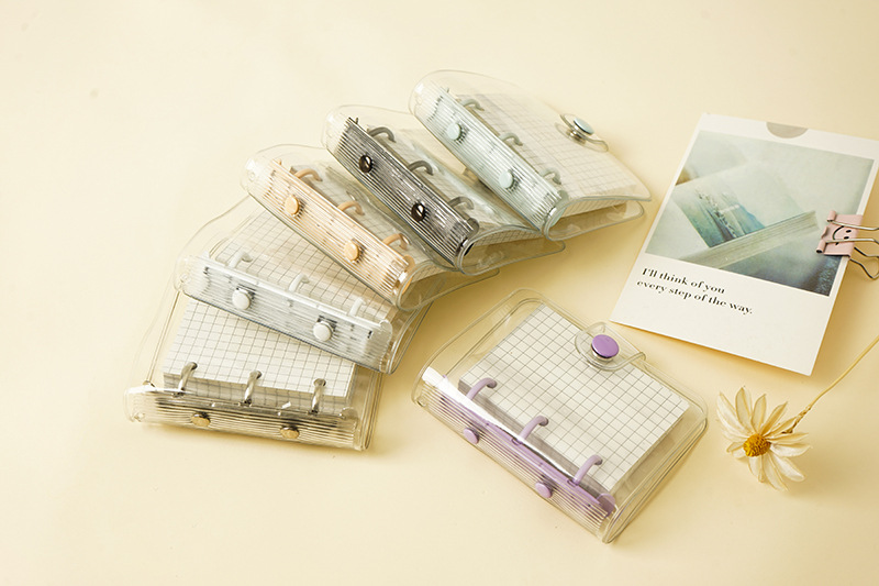 Customized Cute 3 Hole Loose leaf Refill Notebook Cover Mini PVC File Folder Portable