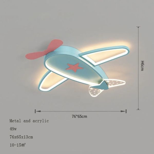 Kids Children Room LED Ceiling Fans Dimmable Remote Control Creative Plane Ceiling Fan With LED Light (WH-CLL-64)