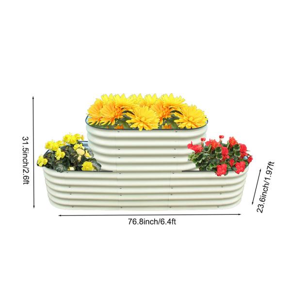 Galvanized Steel Raised Garden Bed 6.4*2.6*2 Ft Modular Planter For Gardening