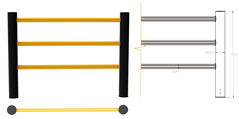 Flexible Pedestrian Barrier  Anti-Collision Guardrails Warehouse Safety Barrier Traffic Guardrails