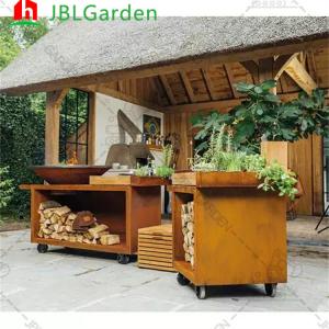 China 1330*500*1000mm Steel BBQ Grill With Table Wood Charcoal BBQ Grill Weather Proof on sale
