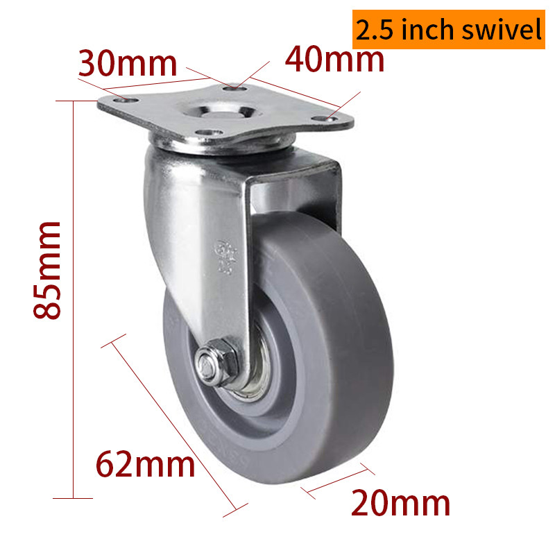 2 Inch Rigid Caster Wheels 35kg Mini Swivel Casters 2625P-56
