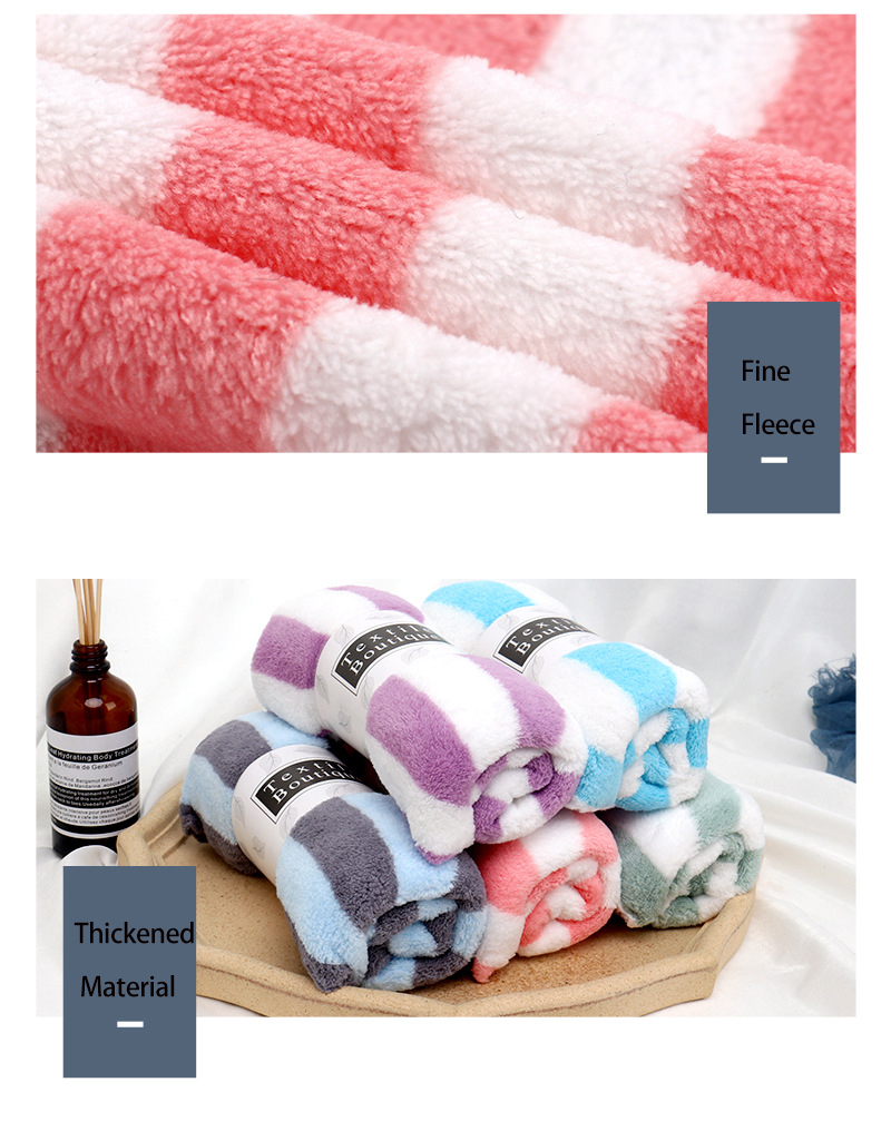 360 gsm Colorful Striped Coral Fleece Face Bath Towel 5 Piece Set with Customized Logo