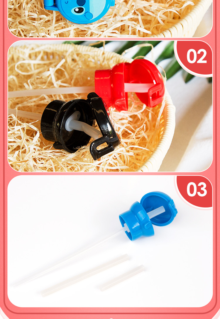 Cartoon design child resistance cap Wholesale plastic water bottle caps with straw