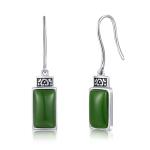 Birthstones 925 Sterling Silver Gemstone Earrings Trillion Green Jade Stud
