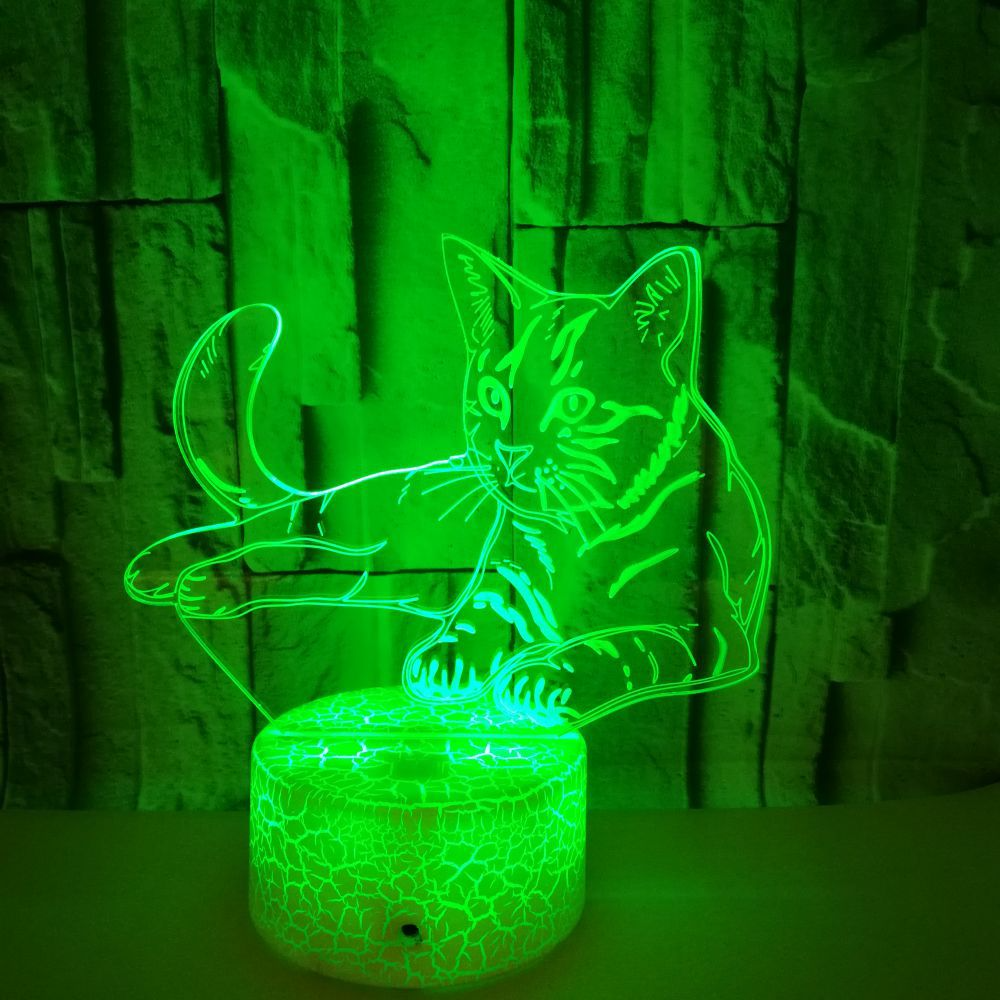 OEM animal logo Colorful 3D Volt Cat Light 3D Illusion LED Light Acrylic Visual Stereo Light Touch USB Table Lamp