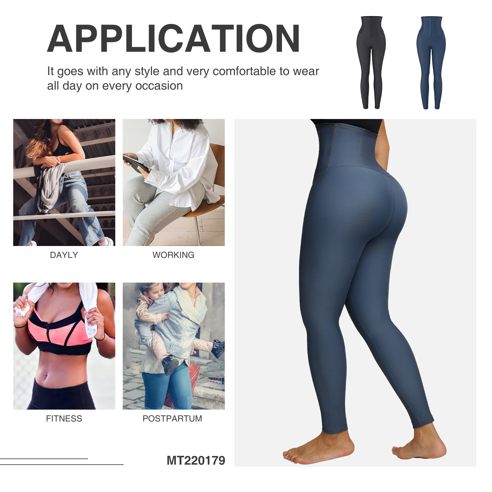 Digital Print High Waist Women Body Shaper Shapewear Jeans Trousers Waist Trainer Leggings