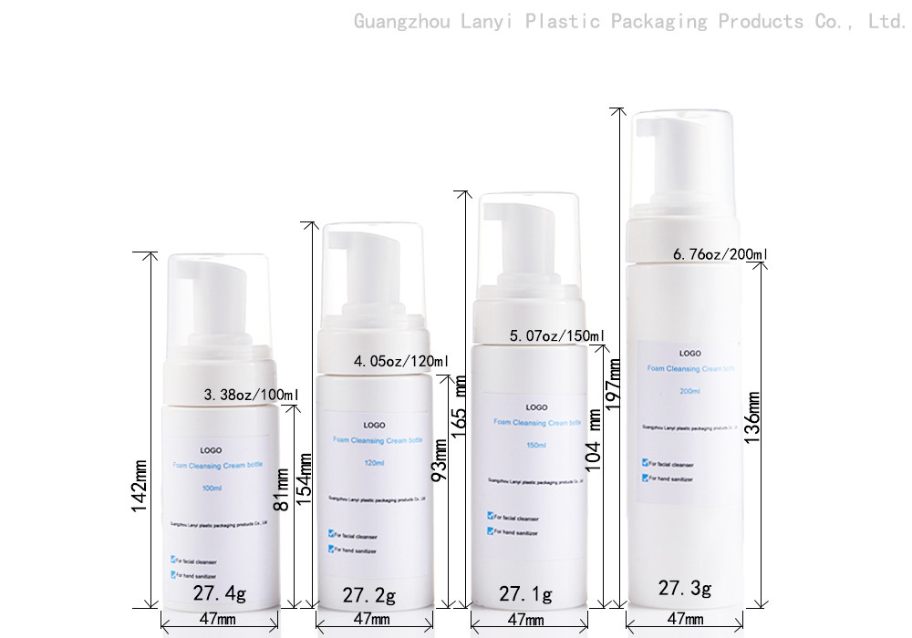 120ml 150ml 200ml Hand Sanitizer Foam Plastic Bottle