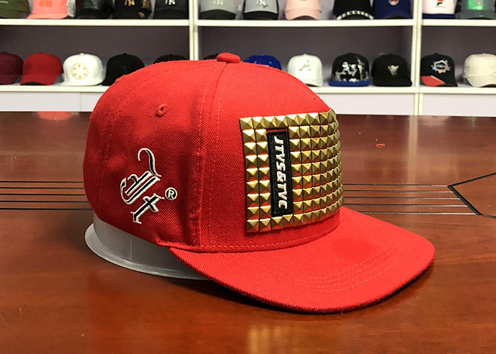 Rivet Chain Personalized Child Snapback Hats Flat Brim 85% Acrylic + 15% Wool