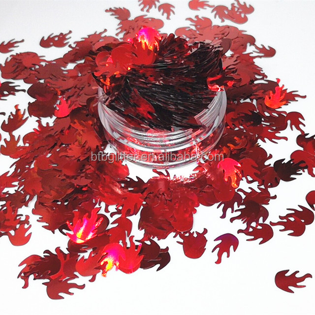 Polyester Glitter Flame Shaped Bulk for Other Holiday Supplies and Fire Shaped Glitter in Bulk