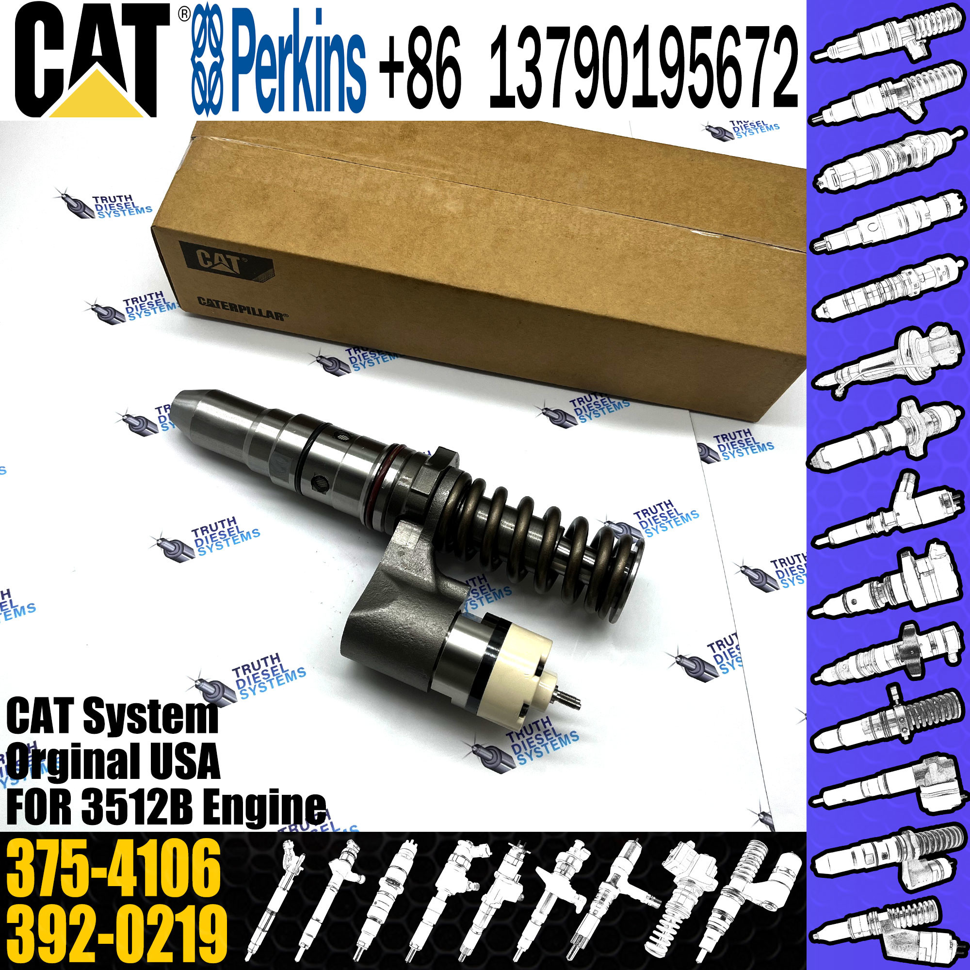 Common Rail Diesel Fuel Injector 375-4106 20R-3483 20R3483 For CAT Engine 3512B
