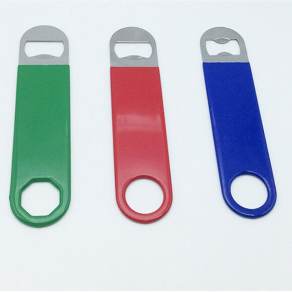 Personalized Promotion Gift Long Flat Stainless Steel Bar Blade Speed Beer Bottle Opener with Vinyl Coating