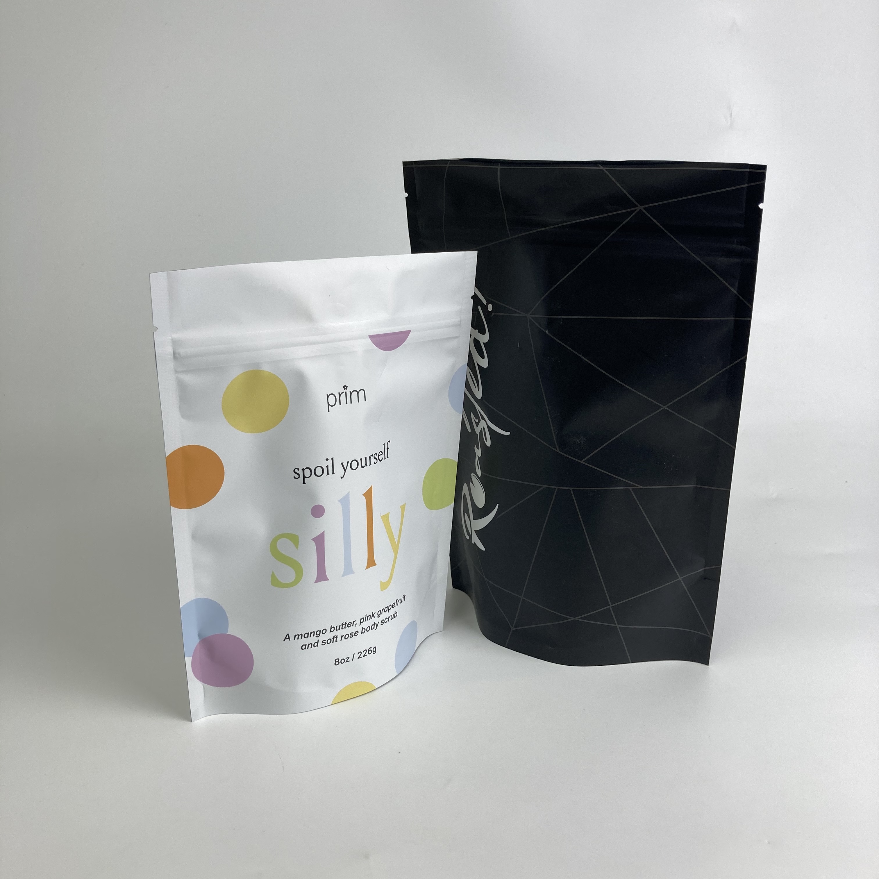 Custom Printed Stand Up Zipper Bags for Body Scrubs Matt Finish Resealable Plastic Packaging Bags