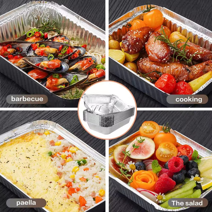 Large Supply Takeaway Food Packaging Container Aluminum Foil Pan Food Storage