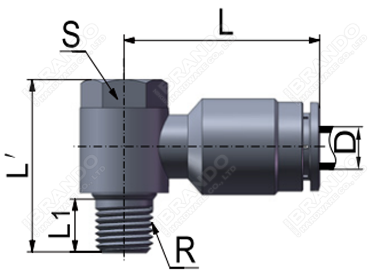 Male Banjo Push In Tube Quick Connect Brass Metal Pneumatic Hose Fitting 1/8" 1/4" 3/8" 1/2"
