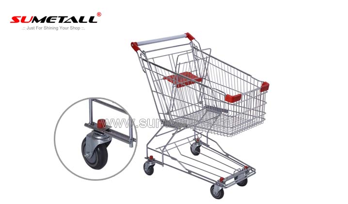 Metal Grocery Cart With Base Tray