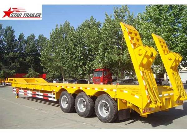Buy 60T Hide 12 Tire 3 Axle Low Bed Trailer With Strong Trailer Frame at wholesale prices