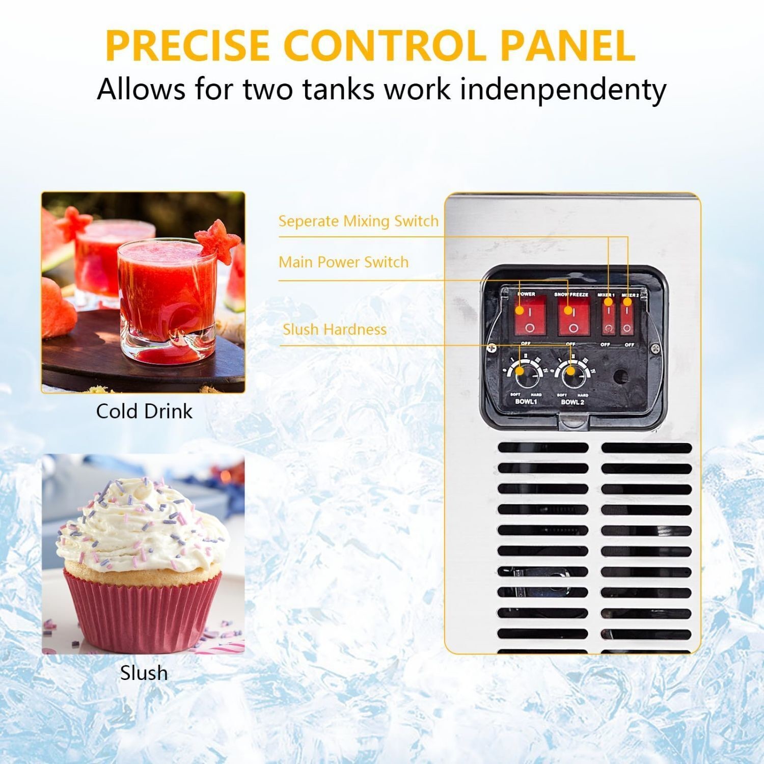 Commercial 15l Slushie Ice Machine Home Drink Cooling Machine Frozen Three Bowls Dual Bowl Slush Machine