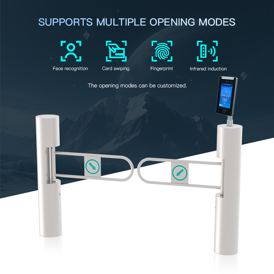 Stainless Steel Bidirectional Swing Gate Turnstile Biometric Access Control