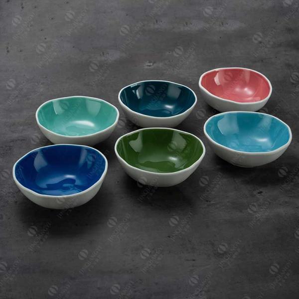 Irregular Shape 16pc Bright Color Stone Dishware Sets For 4