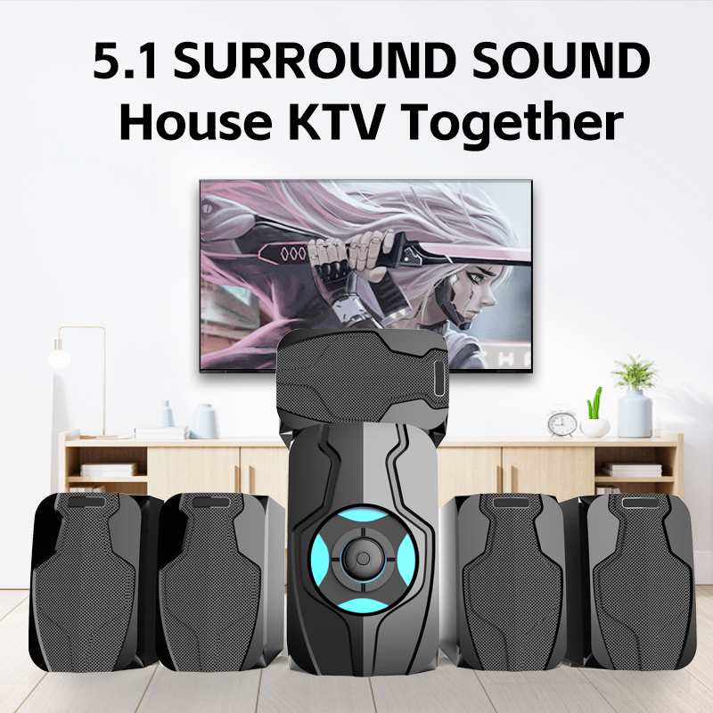 Display Screen 5.1 Channels Surround Sound BT Speaker Home Theatre System With USB SD FM Radio