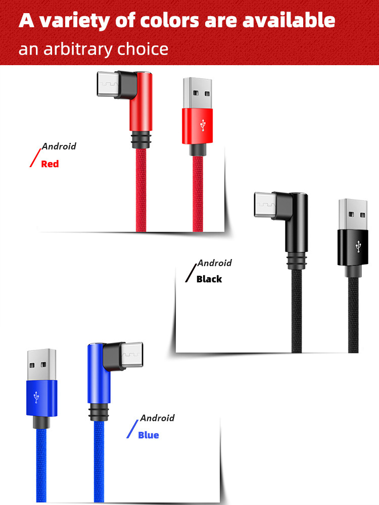 L Shape OD 3.5mm Micro USB Data Transfer Cable 90 Degree Micro USB Charging Cable