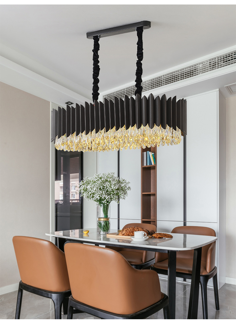 Black Led Chandelier Dining Room Oval Design Creative Kitchen Lamp interior decoration for home(WH-CY-186)