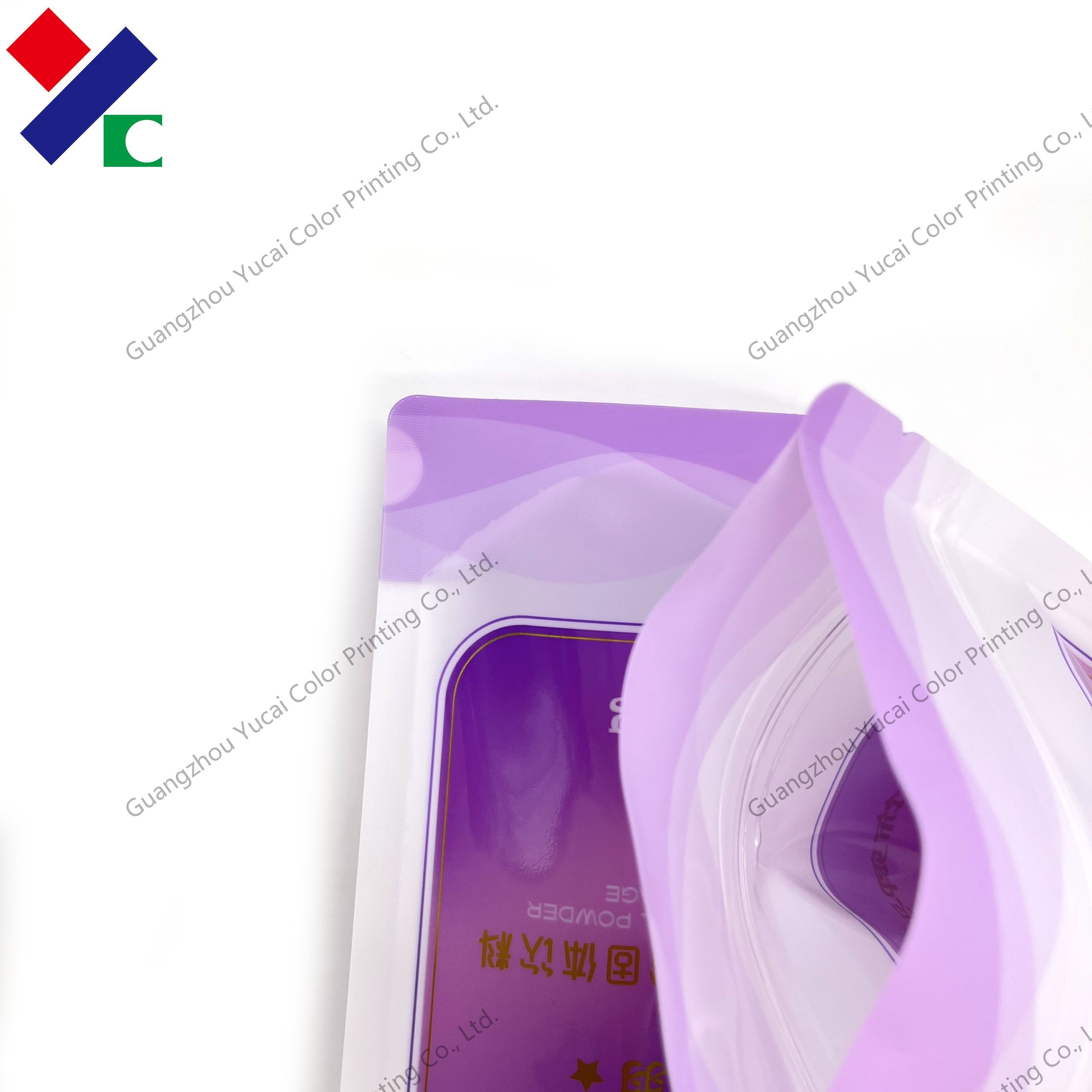 Ny Pe Strench Material Stiff Standing Pouch With Zipper Hanghole Easy Tear