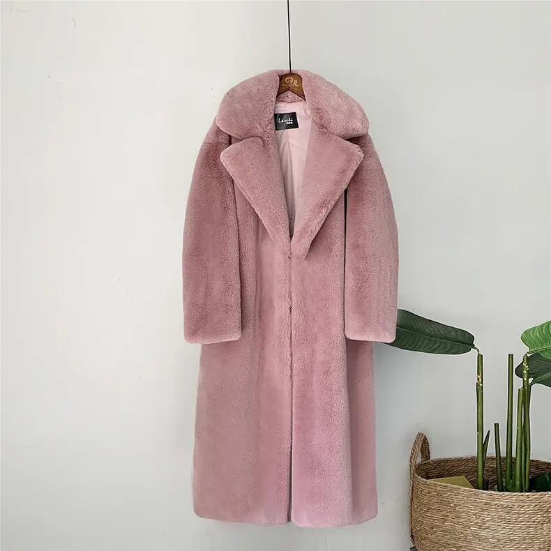 2023 Winter Women Coat Luxury Vegan Fur Coat Faux Mink Fur Women Long Faux Fur Coat for Ladies