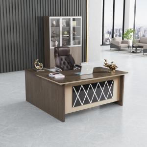 Quality Retro Style Office Desk With Storage MDF Wood Material With Side Cabinet OEM for sale
