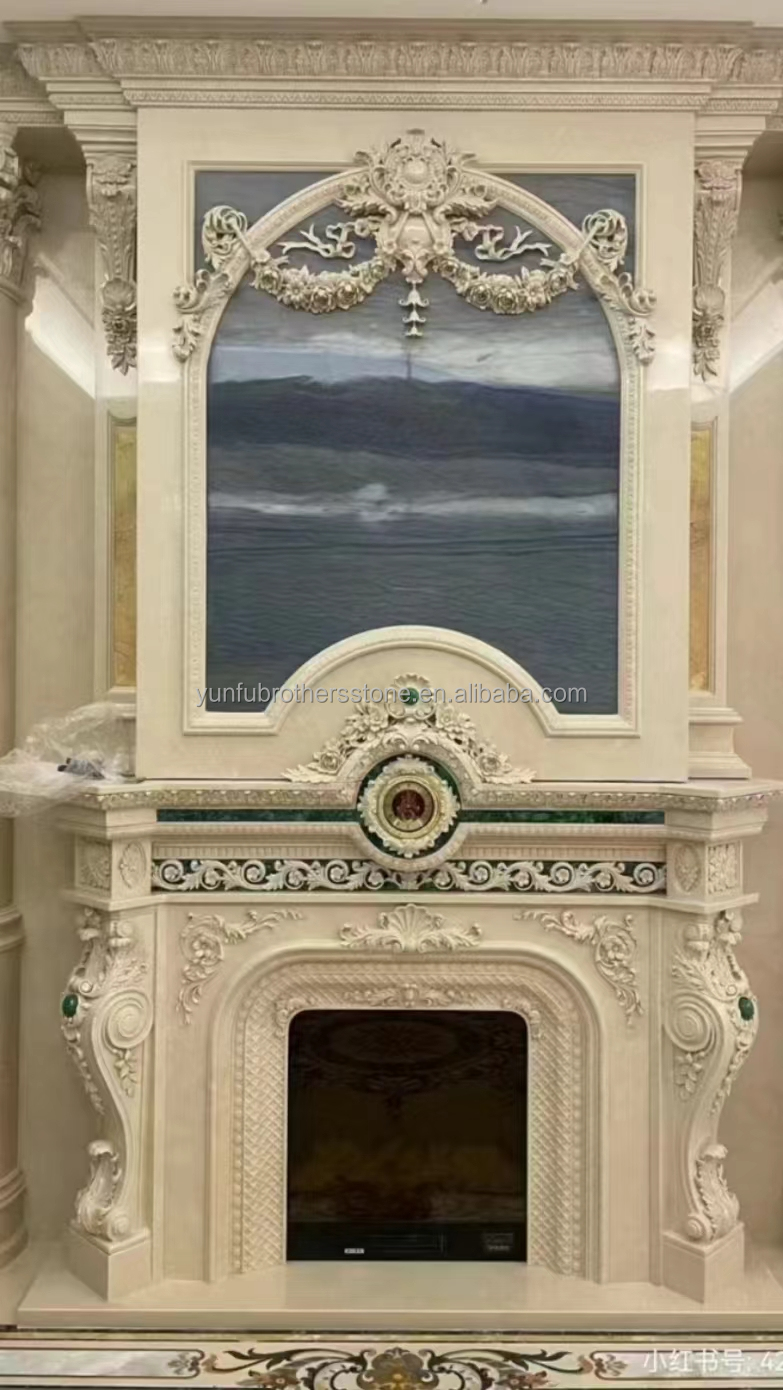 Modern Italian Style Marble Fireplace Mantel Indoor Decorative Stone Fireplace in Granite