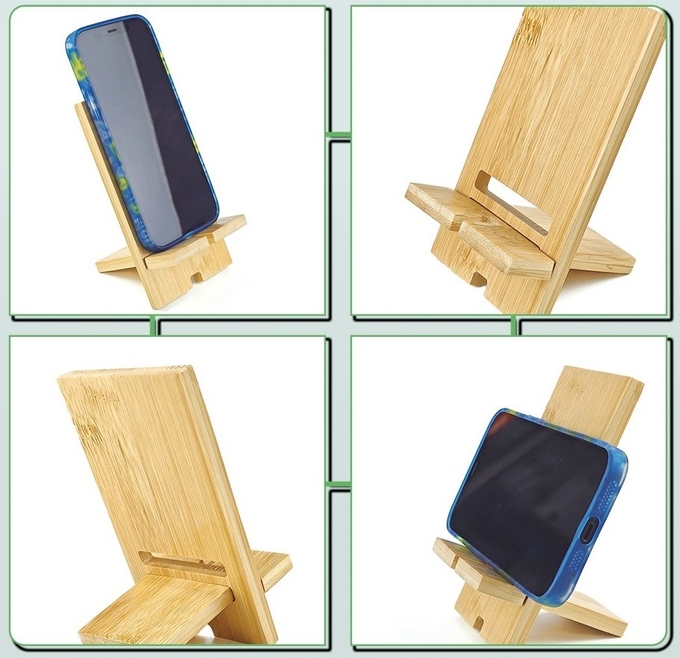 Heat Transfer Printed Bamboo Sublimation Phone Stand Blanks With Charging Port