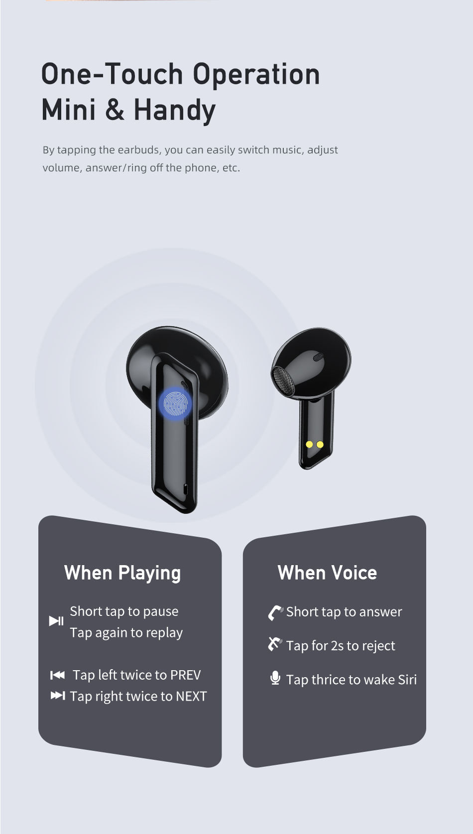 Hot Selling TWS True Wireless Earphone Mini Touch Control Model Earbuds with Charging Case