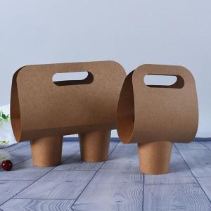China Biodegradable 2 Cup 4 Cup Disposable Coffee Paper Holder Tray Portable Takeout Coffee Paper Cup Carrier on sale