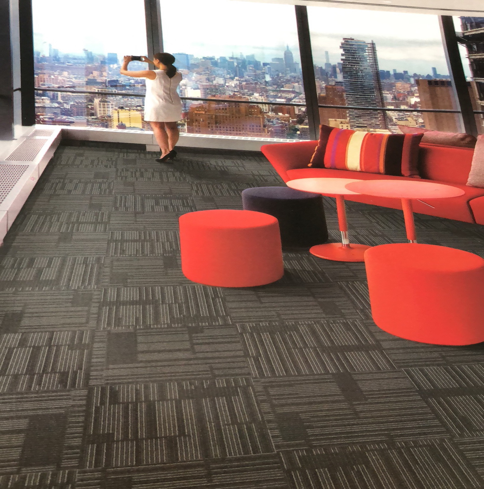 Square Natural Woven Carpetl , 100 Nylon Carpet Tiles PVC Backing