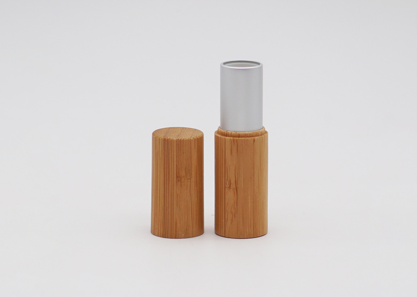 Cylinder Inner Aluminum Bamboo Outside Empty Lipstick Tube With Press Pop Cap