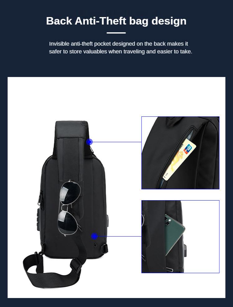 900D Laminating Oxford Anti Theft Chest Bag