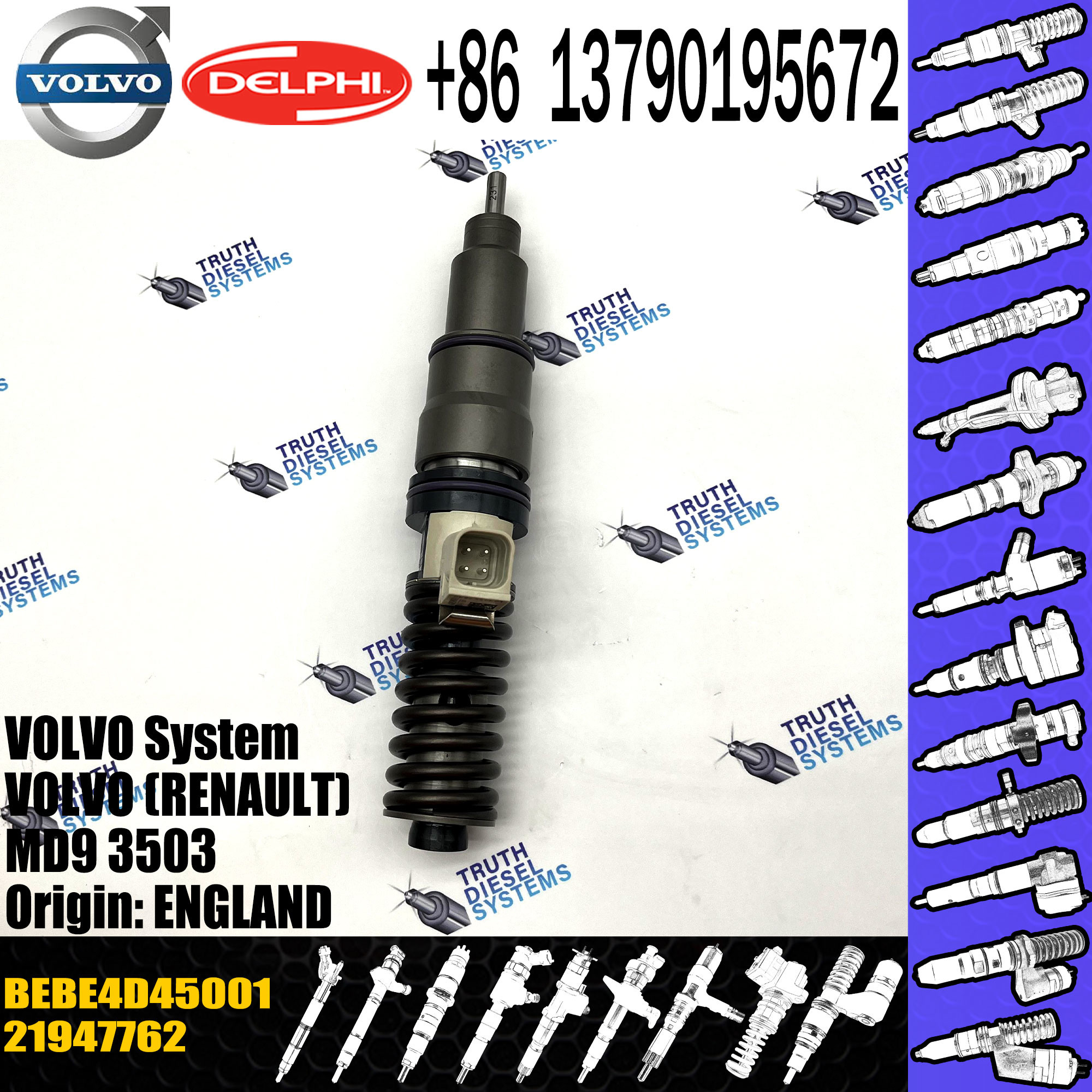 original Diesel Fuel Injector 21947762 BEBE4D45001 E3.18 for VOL () MD9 3503