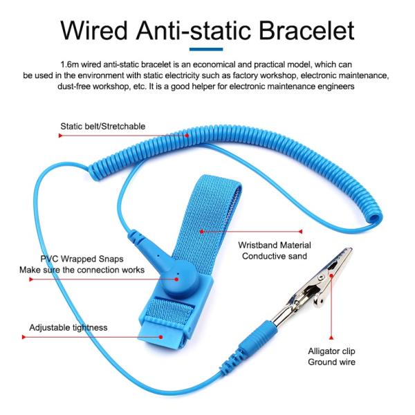 Adjustable ESD Anti Static Electricity Bracelet Hand Ground Wireless Clip