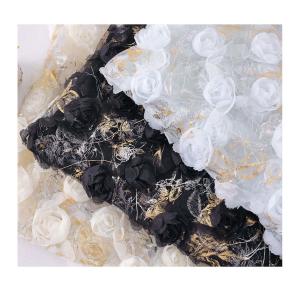 Quality 100 Polyester Rose Ribbon Embroidery White Wedding Laces Fabric for Womens Clothing Dresses Dancewear for sale