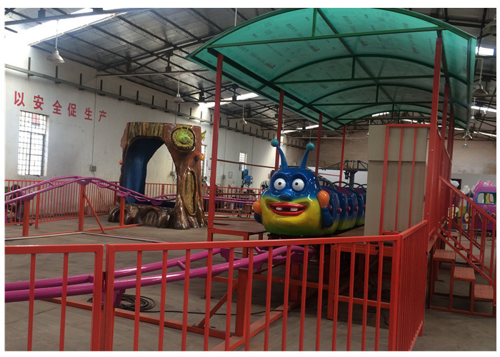 12 Players Kids Amusement Rides , Fruit Worm Mini Roller Coaster Ride 6 Carriages