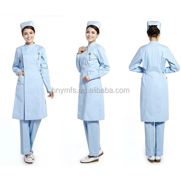 100% Cotton Hospital Scrubs Long Sleeve Medical Nursing Scrubs