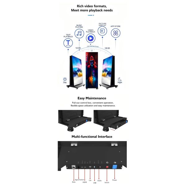Indoor Digital Billboard Advertising Display Screen Folding LED Poster Screen