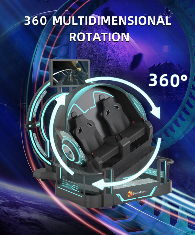 2 Seats 9d Roller Coaster Machines 360 Rotation Vr Cinema 360 Degree Flying Chairs Simulator