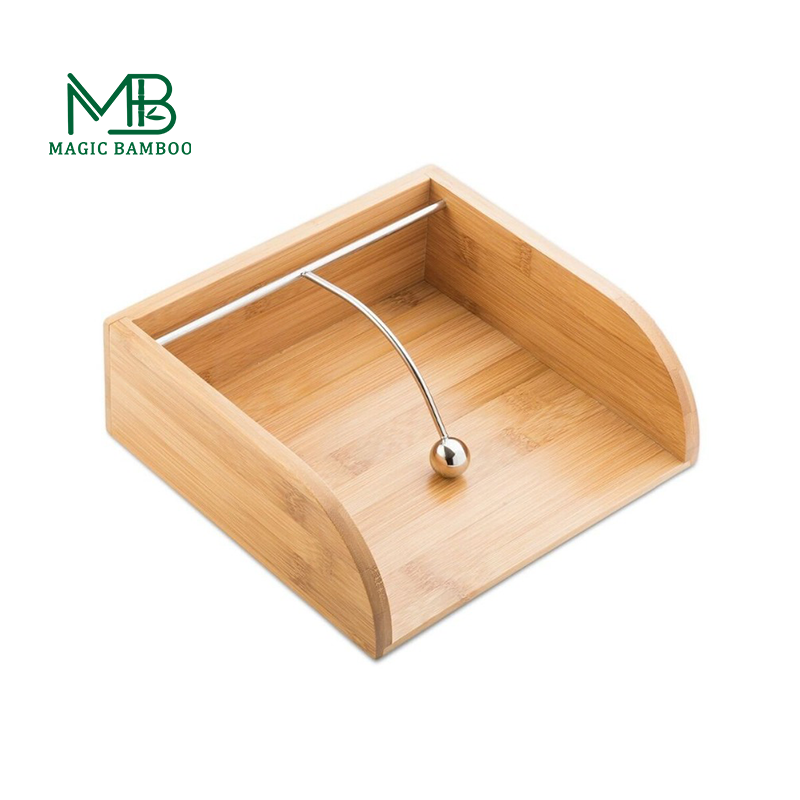 CE / EU Certified Bamboo Tissue Storage Holder for Natural Eco-friendly Napkin Storage