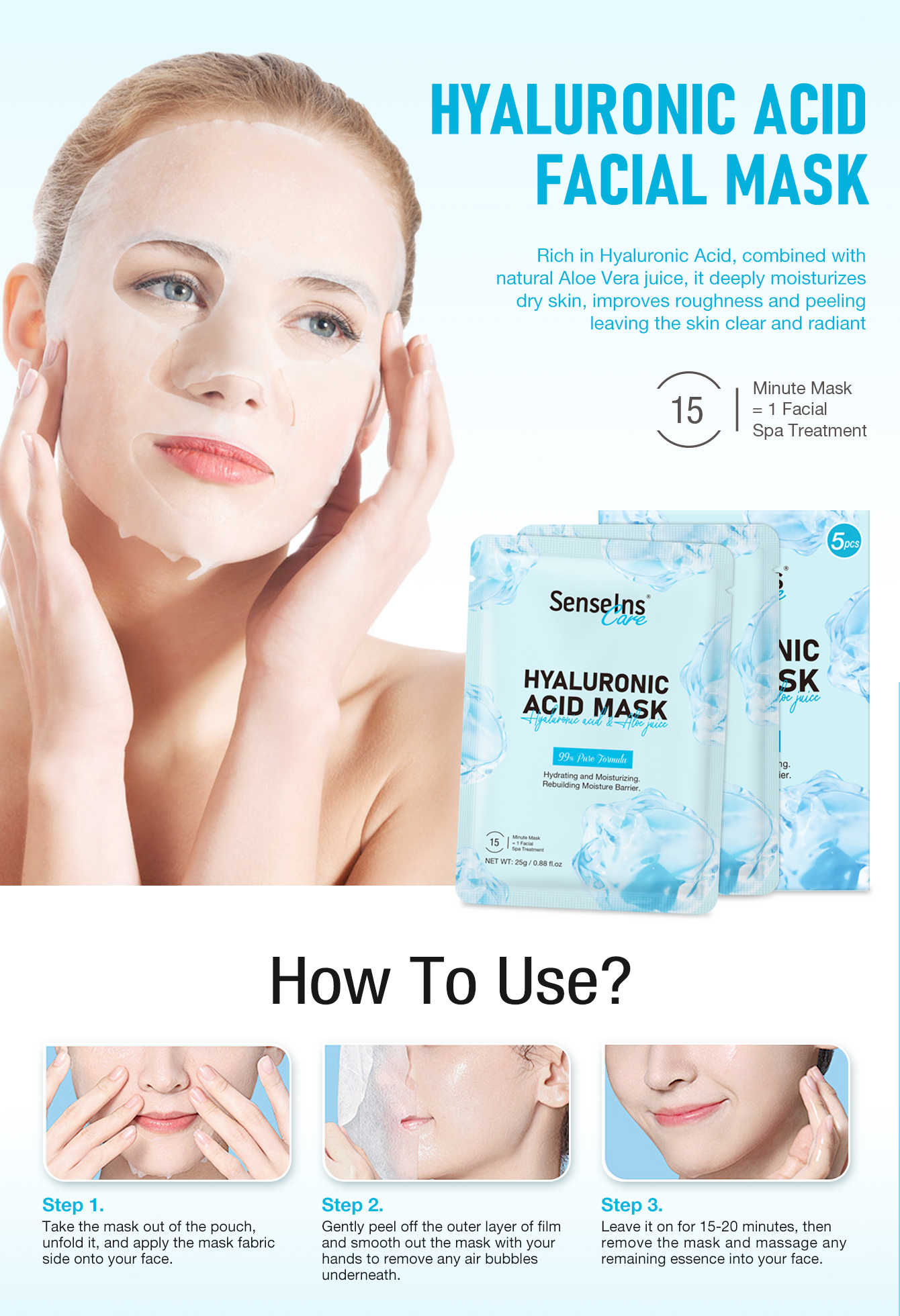 Wholesale Hyaluronic Acid Mask Organic Deep Nourishing Moisturizing Whitening Firming Fede Spots Facial Face Mask