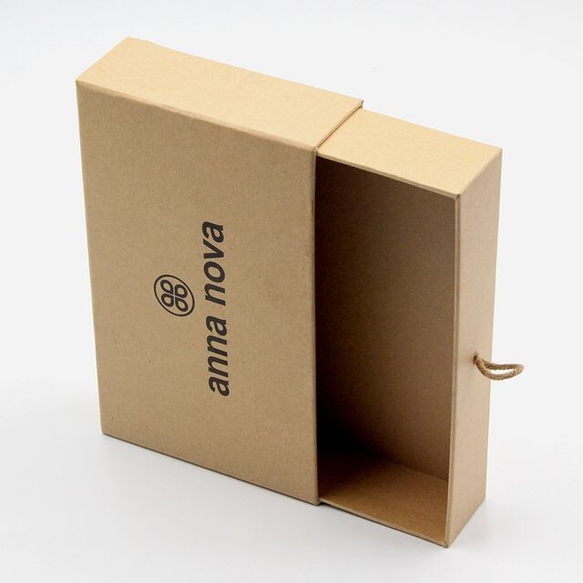 Brown Kraft Rigid Cardboard Small Gift Drawer Slide Paper Boxes Custom Logo Packaging